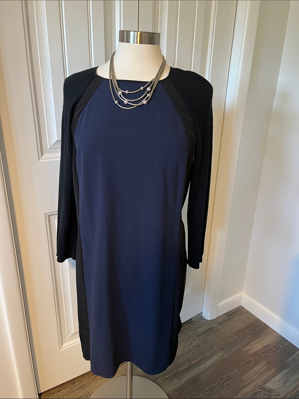 A/X Armani Exchange Navy and Black Long Sleeve Shift Dress
